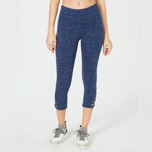 Danskin Blue Heathered Capri Leggings w/ Lattice Ankle Detail | Size L